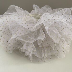 Elly & Emmy White Tulle Baby Skirt Tutu with Gold Polka Dots sz 0-12m